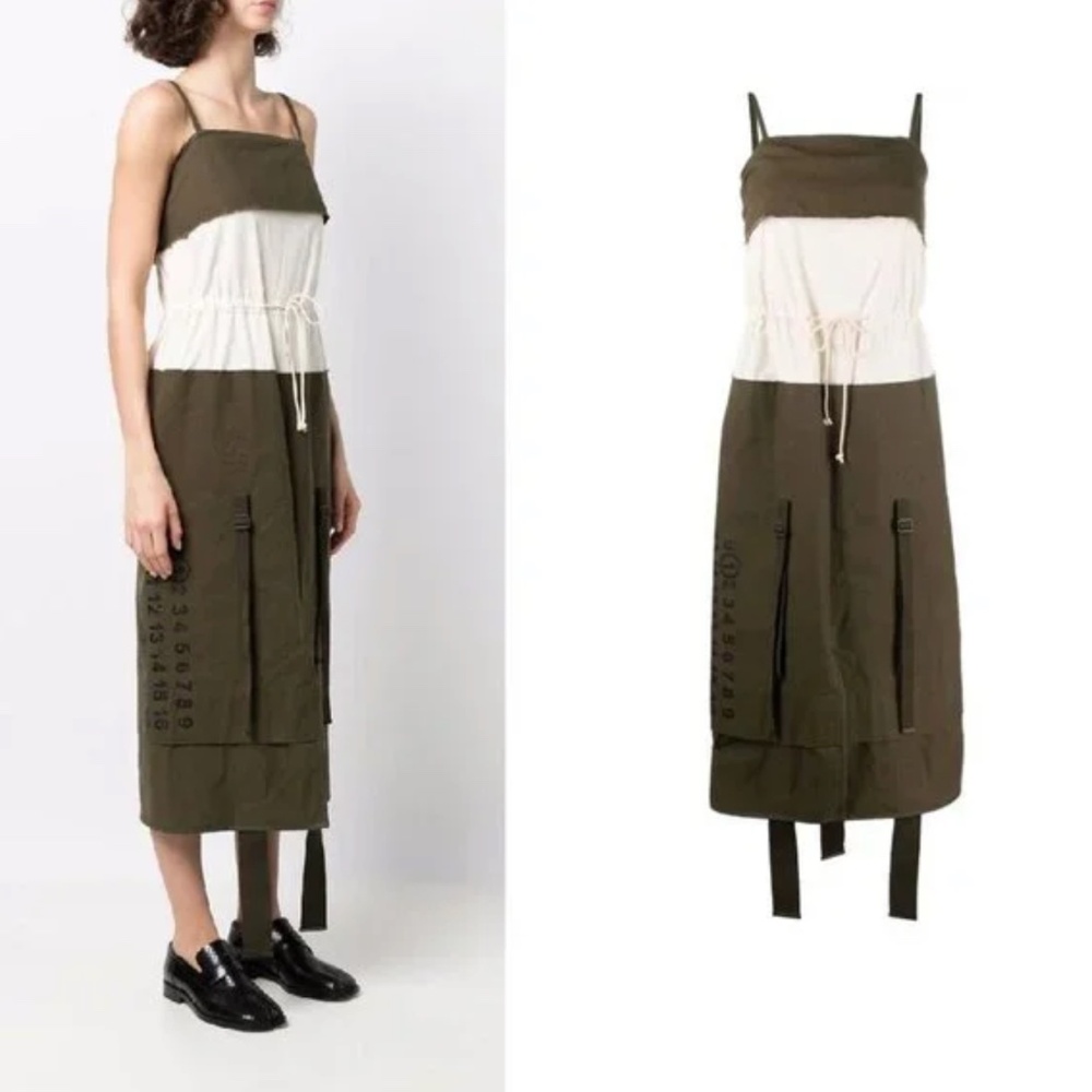 Maison Martin Margiela Logo Print Drawstring Shift Dress 40 / 4 Long Utility